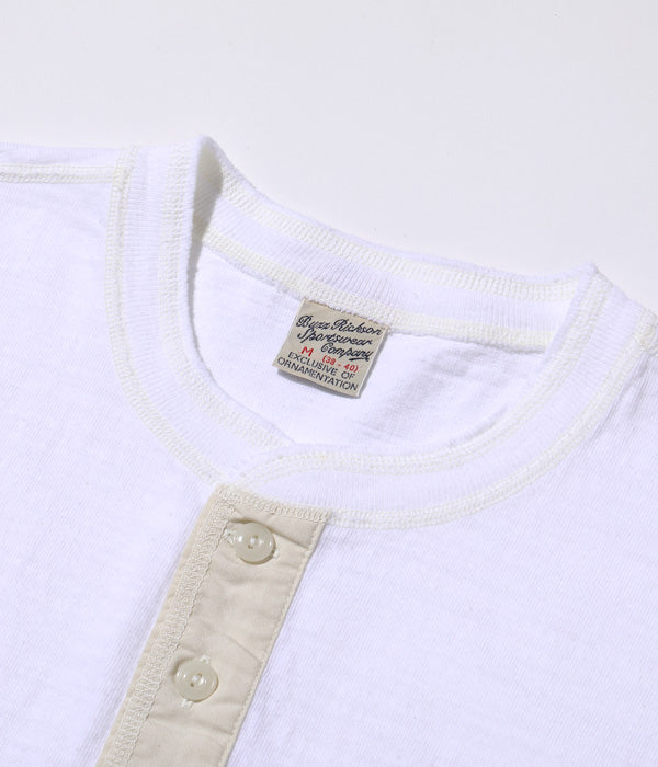SUGARCANE BUZZ RICKSON&#39;S SLUB YARN HENLEY NECK T-SHIRTT - WHITE