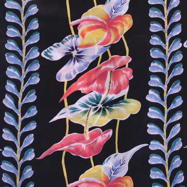 Avanti Hawaiian Shirt - ANTHURIUM BORDER- BLACK