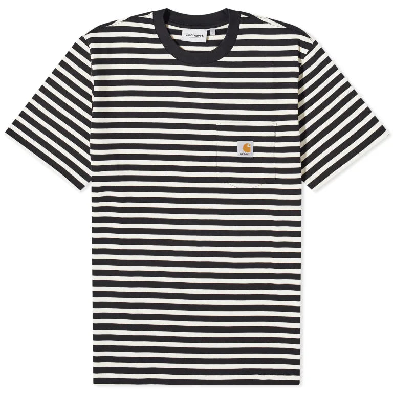Carhartt Seidler Pocket T-Shirt - Salt/Black Stripe