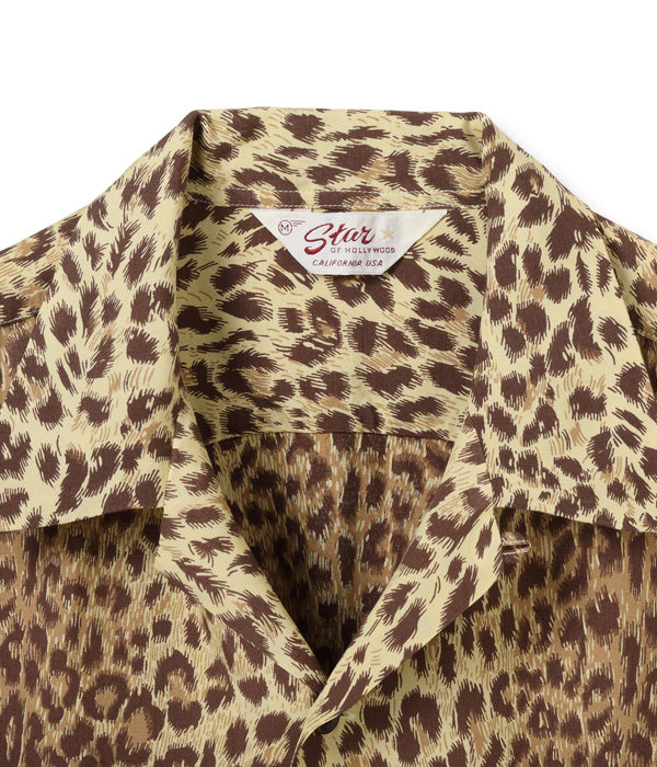 Sugarcane Star Of Hollywood short sleeve high density Rayon Open Neck Shirt - “LEOPARD”