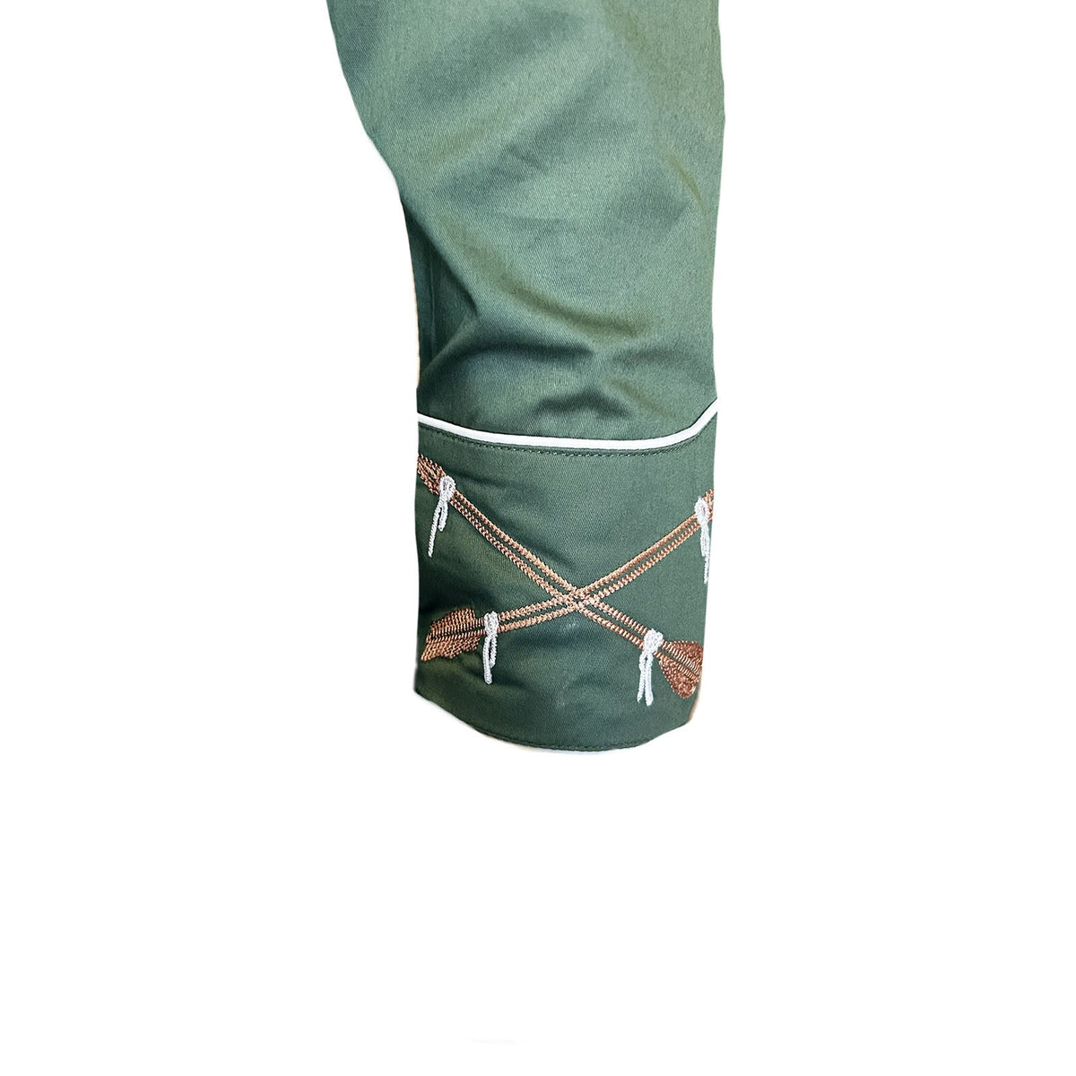 Rockmount Ranchwear Vintage Green Steer Skull &amp; Arrow Chain Stitch Embroidered Western Shirt