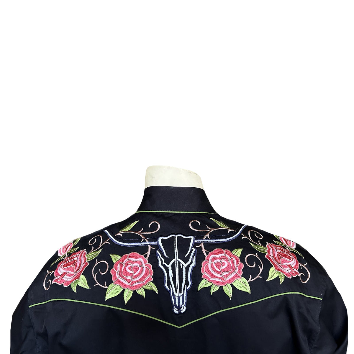 Rockmount Ranchwear Black Steer Longhorn & Floral Embroidered Western Shirt