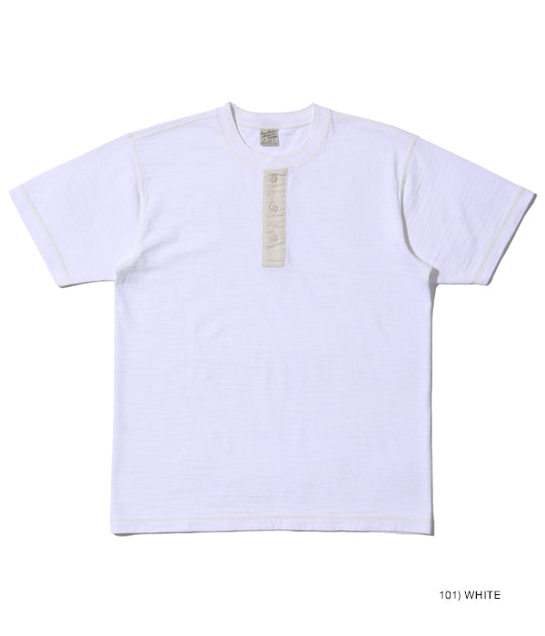 SUGARCANE BUZZ RICKSON&#39;S SLUB YARN HENLEY NECK T-SHIRTT - WHITE