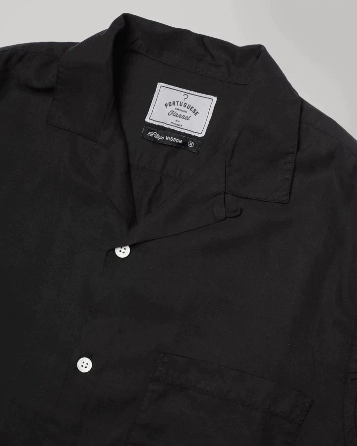Portuguese Flannel Dog Town Short Sleeve Shirt - Black