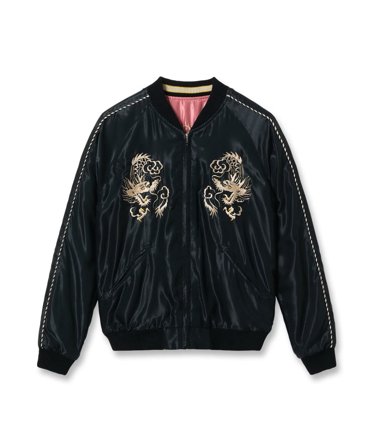 TOYO TAILOR Early 1950s Style Acetate Souvenir Jacket - White Dragon x Tiger Head