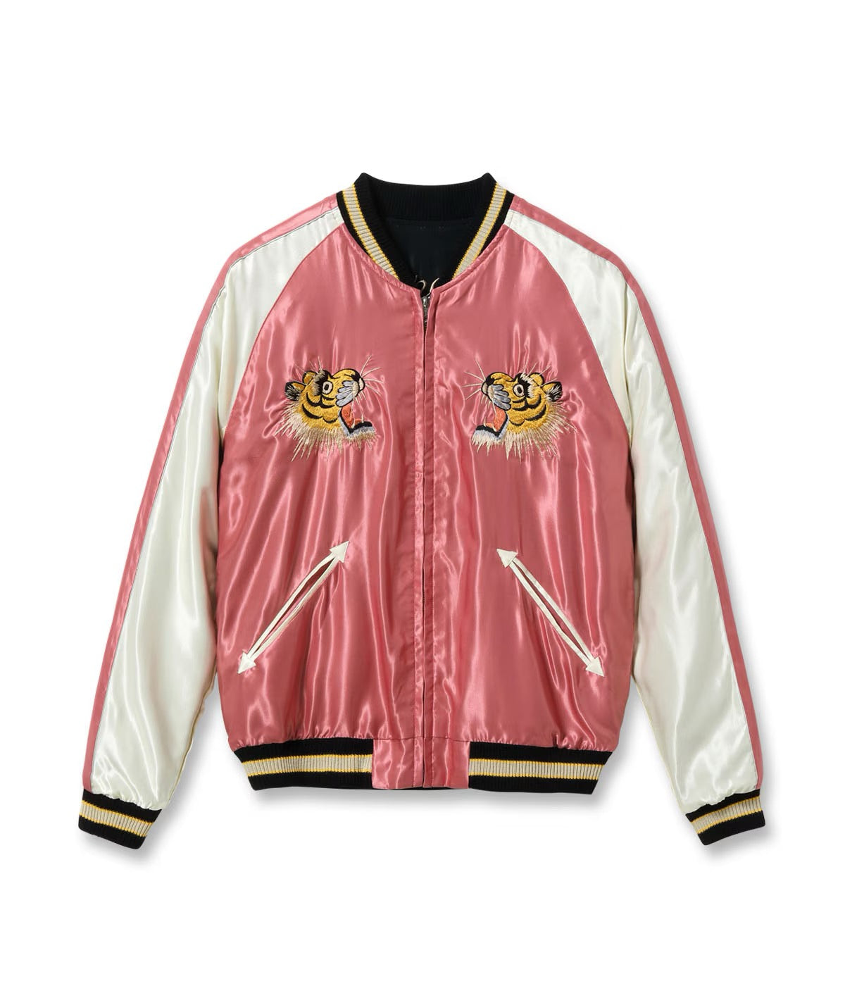 TOYO TAILOR Early 1950s Style Acetate Souvenir Jacket - White Dragon x Tiger Head