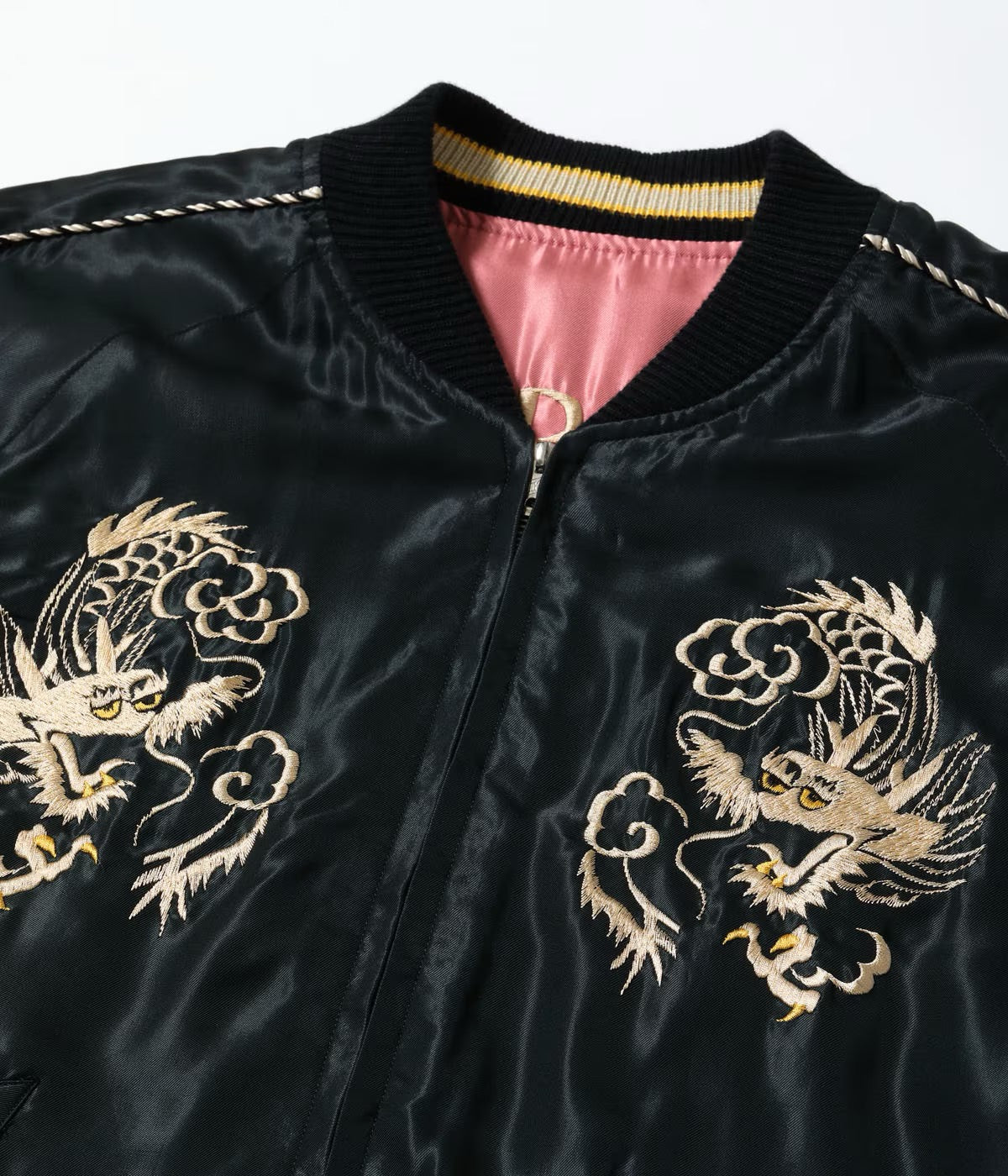TOYO TAILOR Early 1950s Style Acetate Souvenir Jacket - White Dragon x Tiger Head