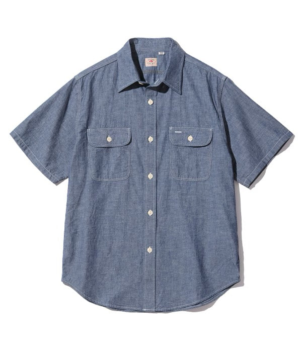 SUGARCANE BLUE CHAMBRAY WORK SHIRT - SHORT SLEEVE