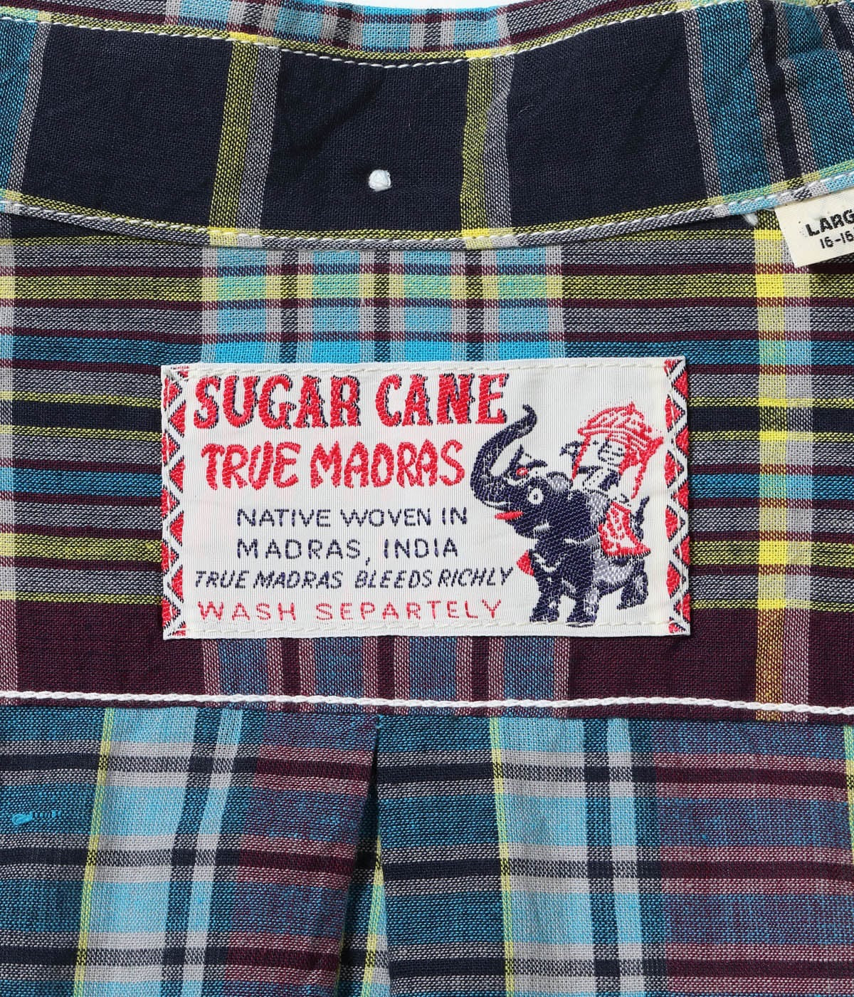 Sugarcane short sleeve MADRAS CHECK BUTTON DOWN SHIRT
