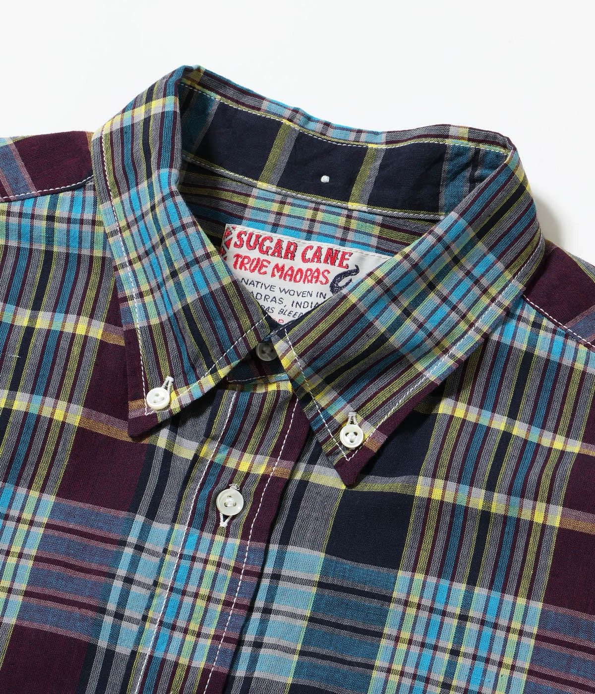 Sugarcane short sleeve MADRAS CHECK BUTTON DOWN SHIRT