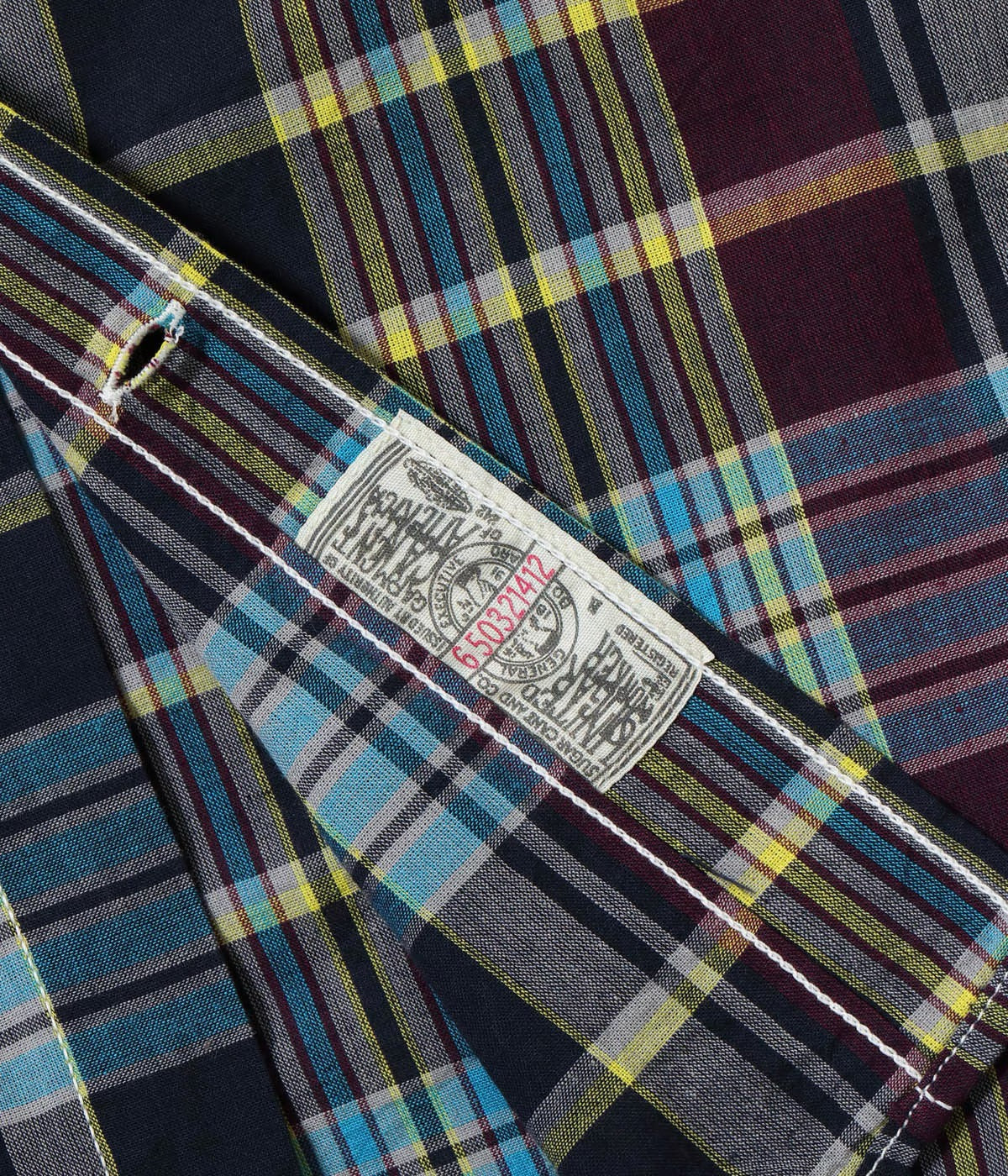 Sugarcane short sleeve MADRAS CHECK BUTTON DOWN SHIRT