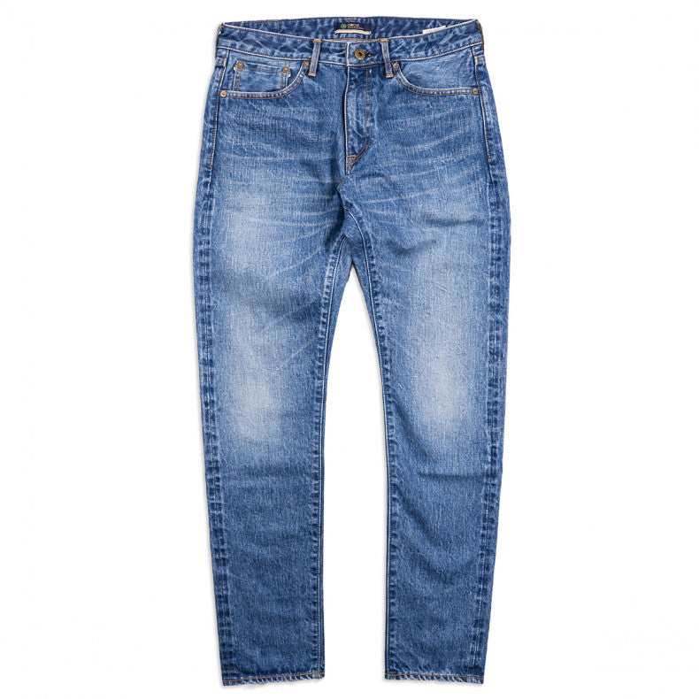 Japan blue J201 14 8oz US Cotton Tapered Selvedge Jean - Mid Wash - Elroy Clothing