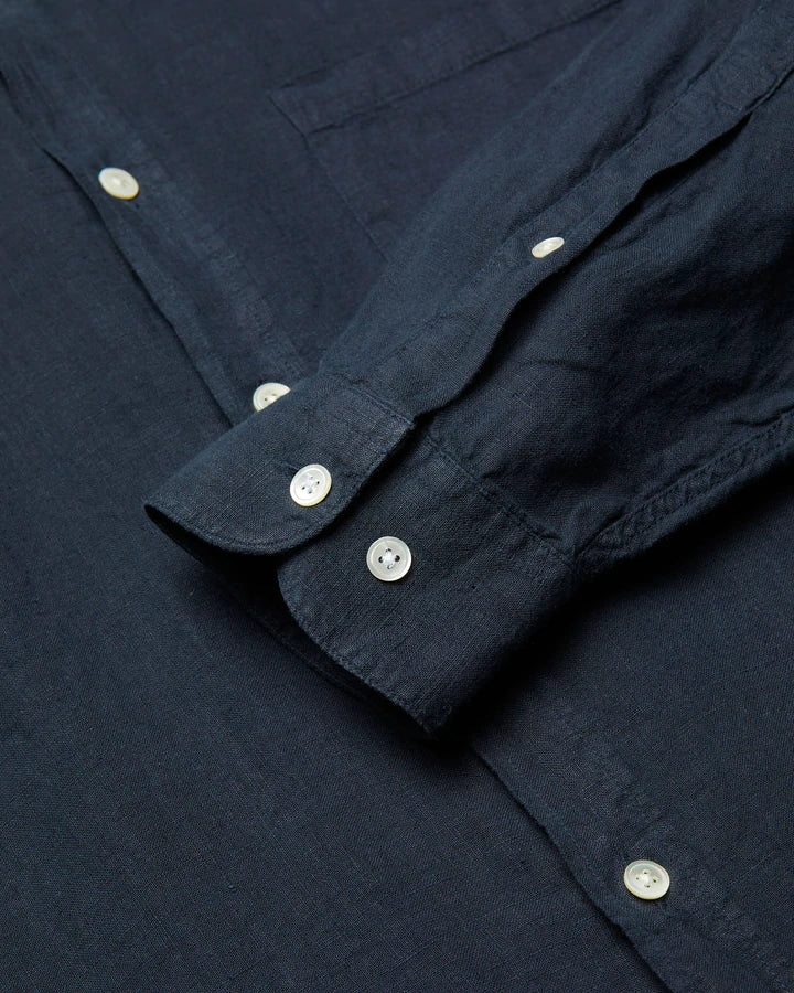 Portuguese Flannel Linen Long Sleeve Shirt - Navy