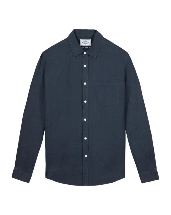 Portuguese Flannel Linen Long Sleeve Shirt - Navy
