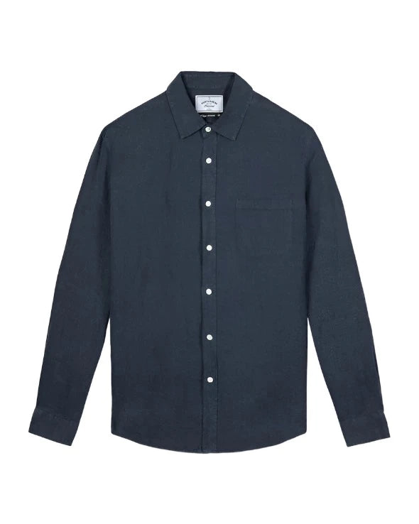 Portuguese Flannel Linen Long Sleeve Shirt - Navy