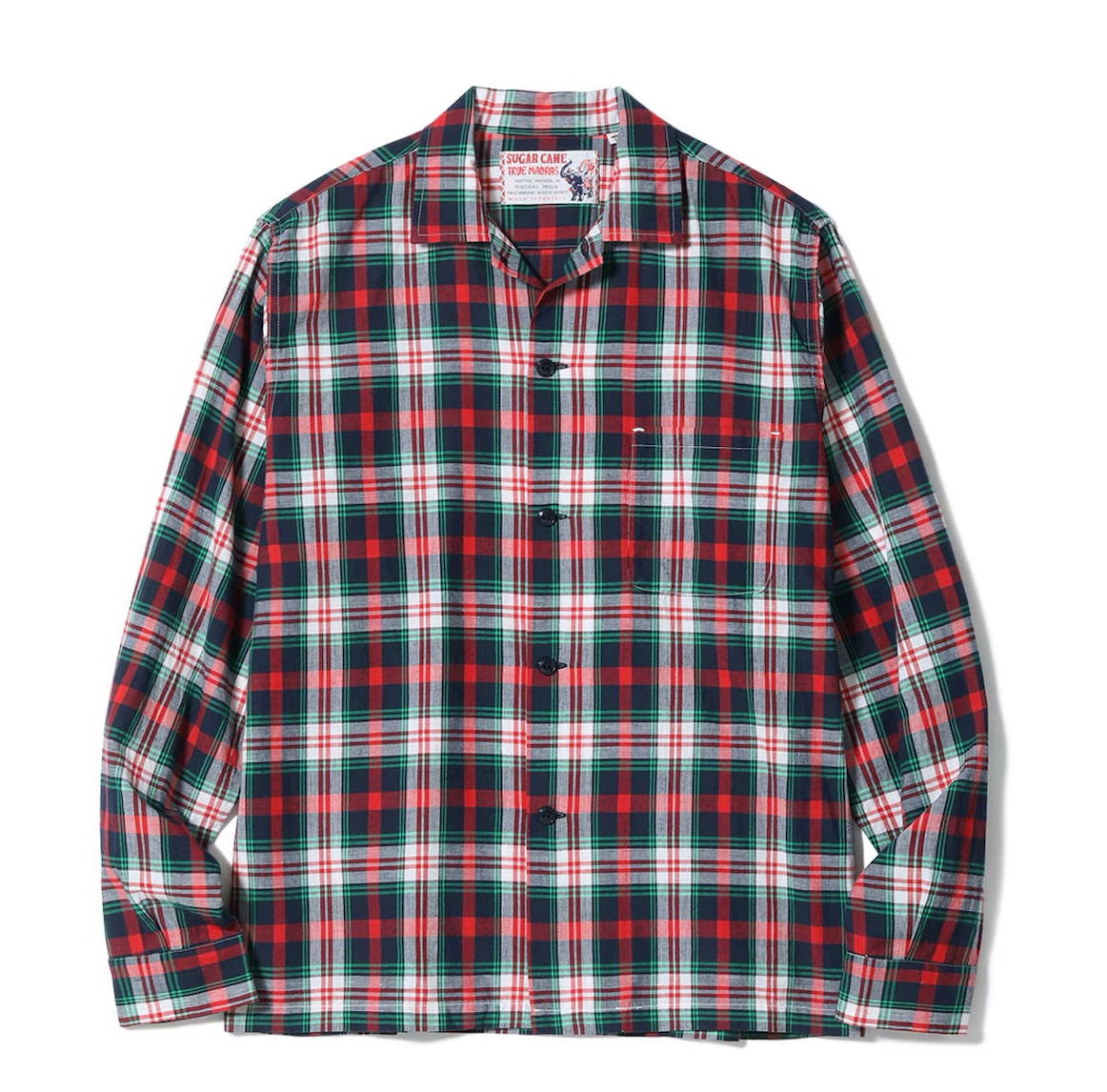 Sugarcane long sleeve MADRAS CHECK OPEN SHIRT