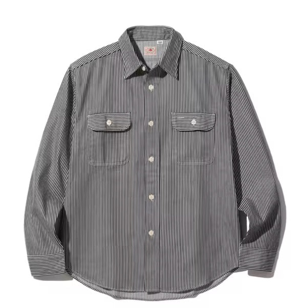 SUGARCANE HICKORY STRIPE WORKSHIRT (LONG SLEEVE) - Black/White