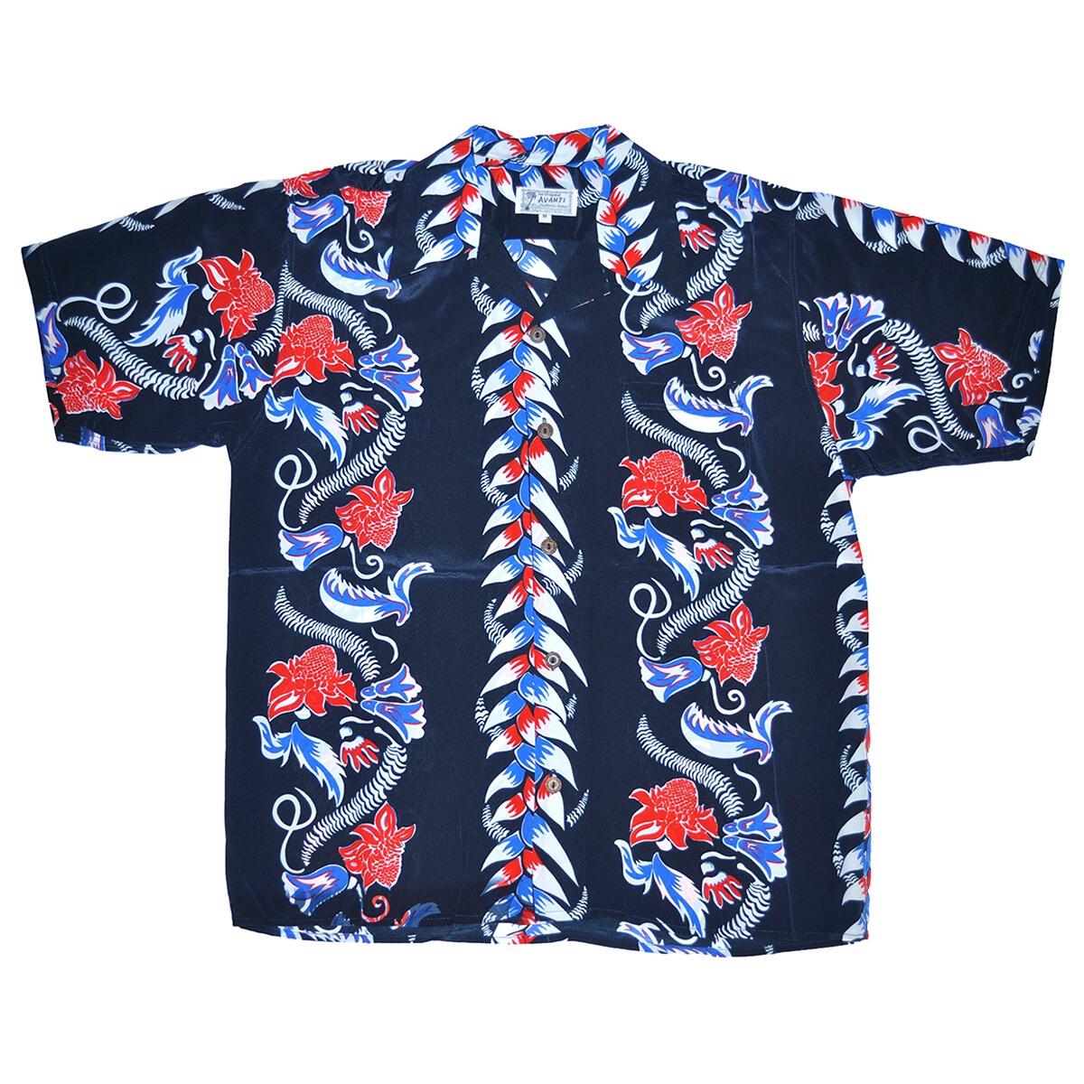 Avanti Hawaiian Shirt - Torch Ginger - Navy