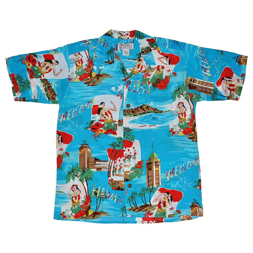 Avanti Hawaiian Shirt - Aloha Greeting - Blue