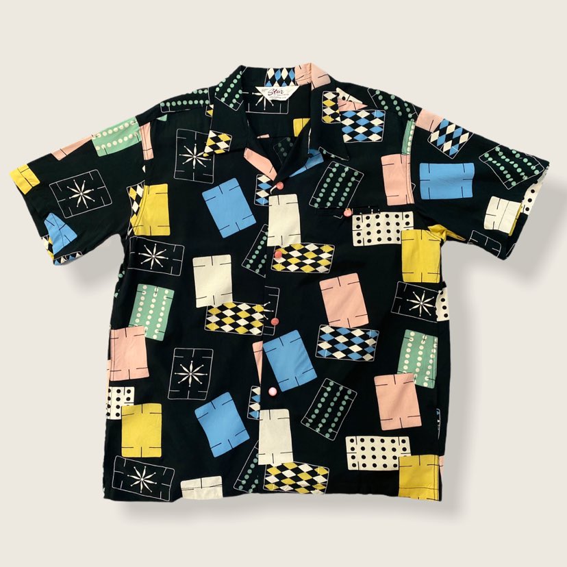 Sugarcane Star Of Hollywood short sleeve Lounge shirt - &quot;Game Cards&quot; Print