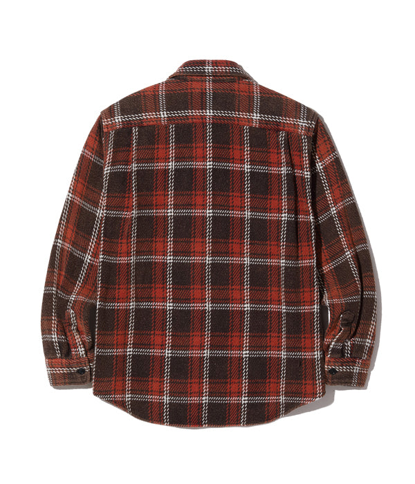 SUGARCANE HEAVY TWILL CHECK WORK SHIRT AGED MODEL - RED CHECK