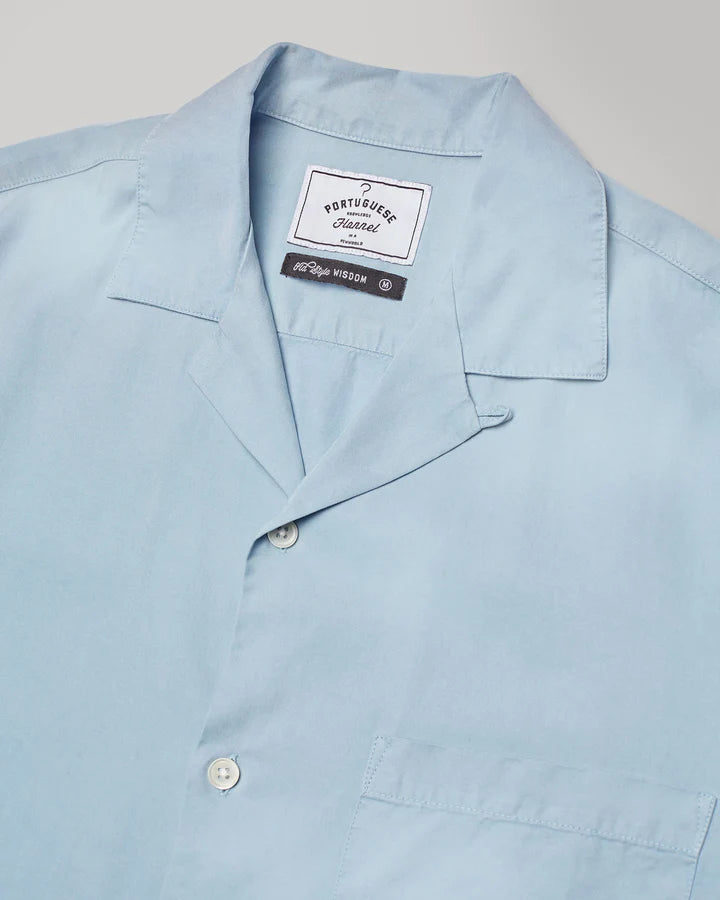 Portuguese Flannel Dog Town Short Sleeve Shirt - Sky Blue