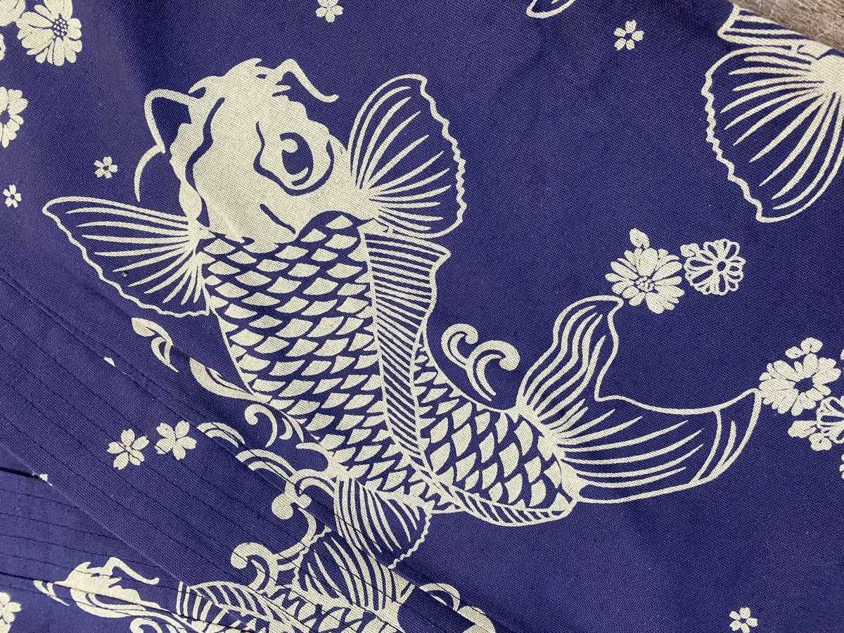 Indigo Dyed Kimono style top - Indigo Koi