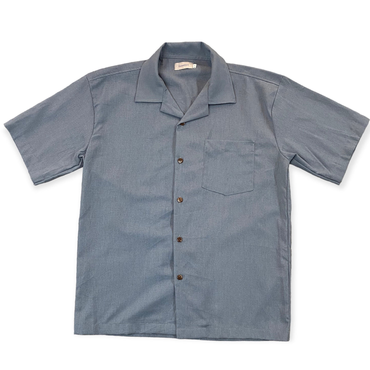 Good Shirt Short Sleeve Open Collar Shirt - Slate Blue